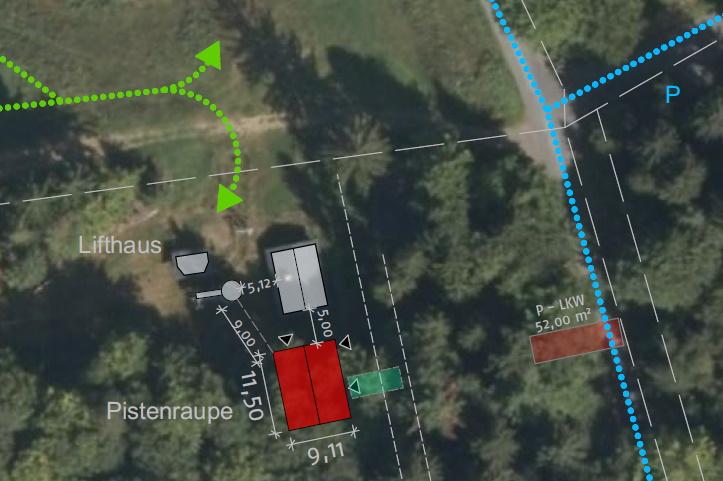 Großer Kornberg - Gebäude für ein Loipenspurgerät
