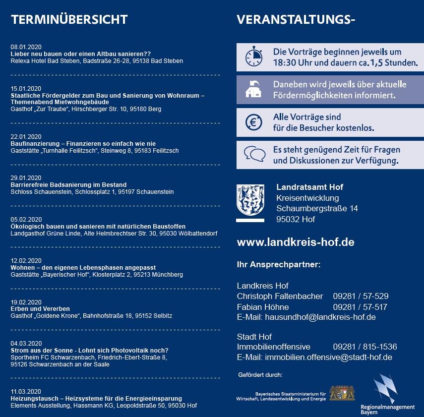 Haus und Hof Vortragsreihe - Termine im Jahr 2020