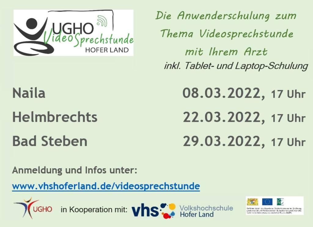 UGHO Videosprechstunde Hofer Land - Termine im März 2022